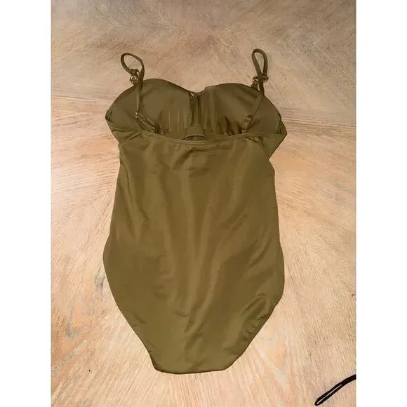 Michael Kors Radiant Chain Over the Shoulder One-Piece olive green size 12 - Picture 5 of 9